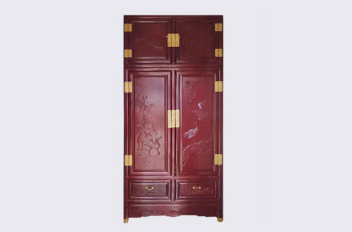 琼中高端中式家居装修深红色纯实木衣柜