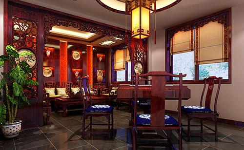 琼中古典中式风格茶楼包间设计装修效果图