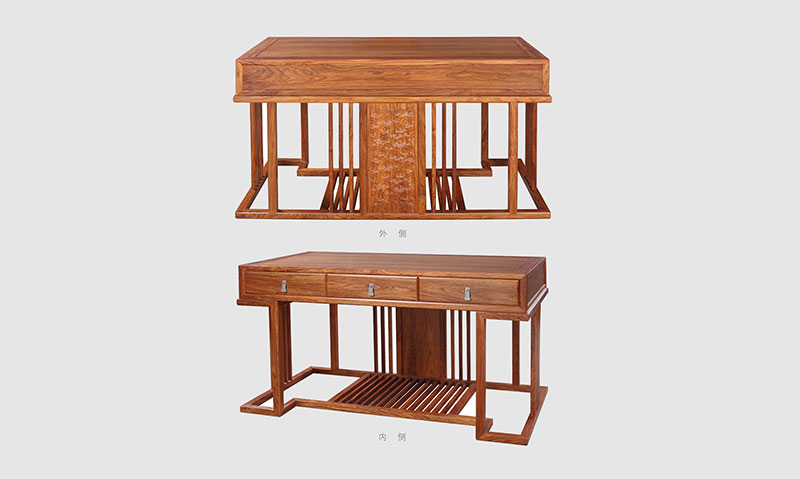 琼中 别墅中式家居书房装修实木书桌效果图